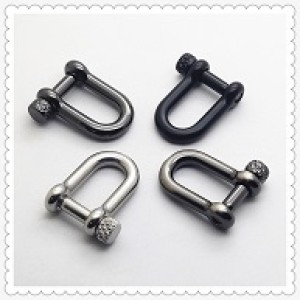 RVS Harpsluiting (D-shackle) 8mm mat zwart knurled pin