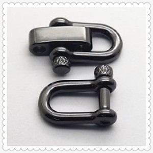 Verstelbare RVS Harpsluiting (adjustable D-shackle) 8mm gunmetal black knurled pin