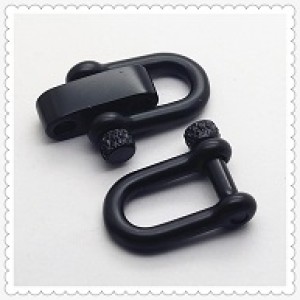 Verstelbare RVS Harpsluiting (adjustable D-shackle) 8mm mat zwart knurled pin